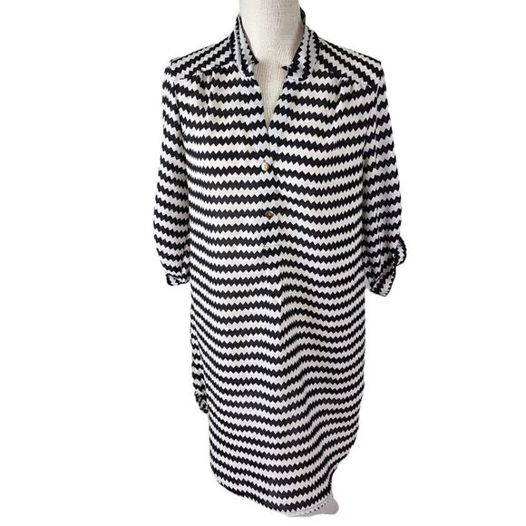 BODY CENTRAL WOMEN'S TUNIC DRESS BLACK AND WHITE AZTEC PRINT SIZE MEDIUM - Picture 1 of 7
